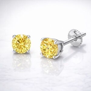 Yellow Moissanite Stud Earrings – 1.00 CTW
